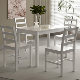 Comfy Living 4 Seater Wooden Dining Set White - Wilko - thumbnail 1