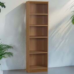 R White Cabinets 5 Shelf Brown Tall Bookcase - Size: 182.8 x 47.6 x 36.6cm - Wilko