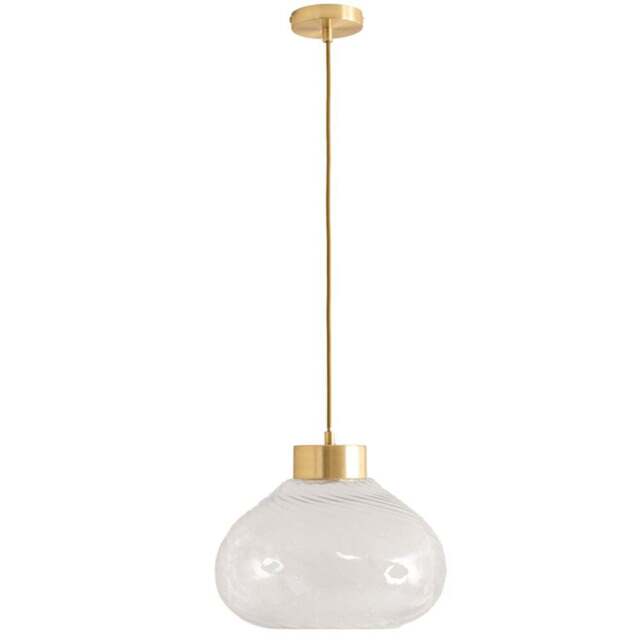 ValueLights Corinne Twill Clear Glass Brushed Gold Capped LED Ceiling Pendant Light - Size: 131.3 x 31.5 x 31.5cm - Wilko - image 1