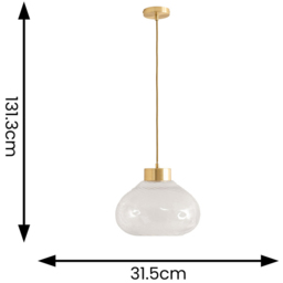 ValueLights Corinne Twill Clear Glass Brushed Gold Capped LED Ceiling Pendant Light - Size: 131.3 x 31.5 x 31.5cm - Wilko - thumbnail 7