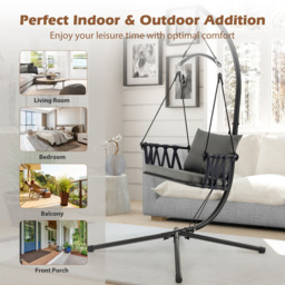Costway Grey Hanging Swing Chair with Cushions - Size: 99.1 x 76.2 x 15.24cm - Wilko - thumbnail 7