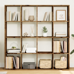vidaXL 12 Shelf Old Wood Bookcase - Size: 137.5 x 29 x 137.5cm - Brown - Wilko - thumbnail 1