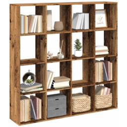 vidaXL 12 Shelf Old Wood Bookcase - Size: 137.5 x 29 x 137.5cm - Brown - Wilko - thumbnail 5