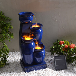 Teamson Home 4-TierLED Solar Powered Navy Cascading Bowl Fountain - Size: 73 x 28.5 x 31.5cm - Blue - Wilko - thumbnail 3