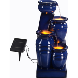 Teamson Home 4-TierLED Solar Powered Navy Cascading Bowl Fountain - Size: 73 x 28.5 x 31.5cm - Blue - Wilko - thumbnail 1