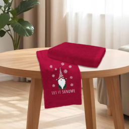 Noel Square Xmas Gonks Red Hand Towel 2 Pack - Size: 66 x 41 x 1cm - Wilko - thumbnail 3
