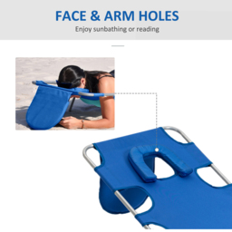 Outsunny Blue 5 Level Adjustable Folding Sun Lounger with Reading Hole - Size: 72 x 11 x 57cm - Wilko - thumbnail 6
