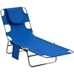 Outsunny Blue 5 Level Adjustable Folding Sun Lounger with Reading Hole - Size: 72 x 11 x 57cm - Wilko - thumbnail 3