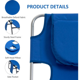 Outsunny Blue 5 Level Adjustable Folding Sun Lounger with Reading Hole - Size: 72 x 11 x 57cm - Wilko - thumbnail 7