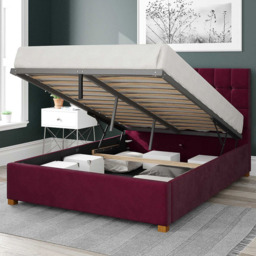 Aspire Sinatra Double Berry Plush Velvet Ottoman Bed - Purple - Aspire Beds - Wilko - thumbnail 3