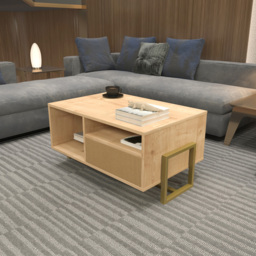 Decorotika Utopie 2 Door 2 Shelf Oak and Rattan Modern Coffee Table - Size: 47 x 90 x 60cm - Multi - Wilko - thumbnail 5