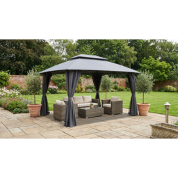 Malay New Hampshire 3 x 4m Grey Polyester and Steel Gazebo - Malay Deluxe - Wilko - thumbnail 5