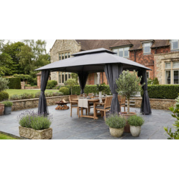 Malay New Hampshire 3 x 4m Grey Polyester and Steel Gazebo - Malay Deluxe - Wilko - thumbnail 4