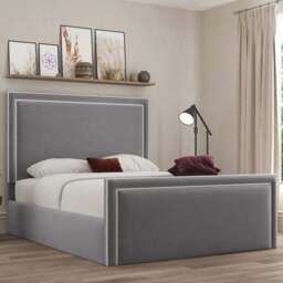 DS Living Verona Small Double Plush Grey Piping Ottoman Bed - Wilko - thumbnail 1