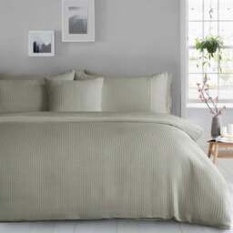 Velosso Waffle Double Sage Weave Duvet Set - Green - Wilko - thumbnail 1