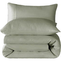 Velosso Waffle Double Sage Weave Duvet Set - Green - Wilko - thumbnail 3