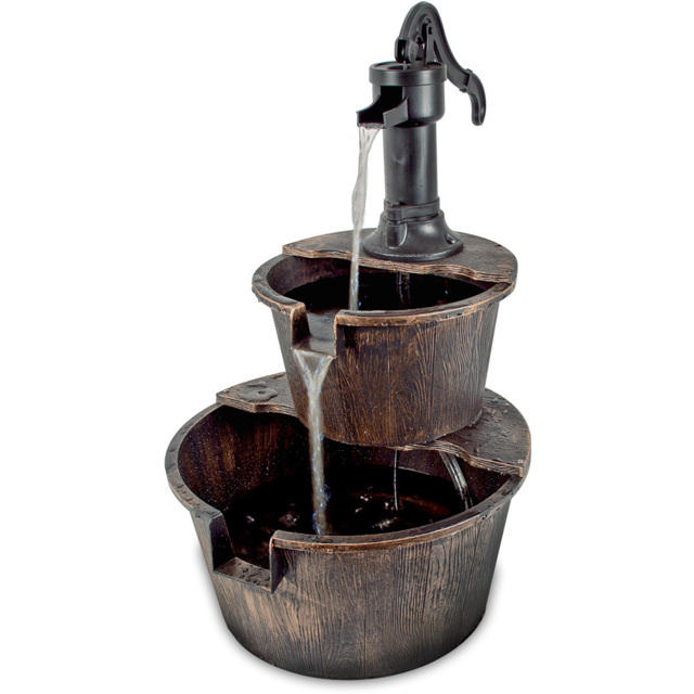 Gardenkraft 2 Tier Barrel Water Feature with 2.55m Cable - Size: 41 x 41 x 67cm - Wilko - image 1