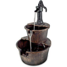 Gardenkraft 2 Tier Barrel Water Feature with 2.55m Cable - Size: 41 x 41 x 67cm - Wilko - thumbnail 1
