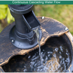 Gardenkraft 2 Tier Barrel Water Feature with 2.55m Cable - Size: 41 x 41 x 67cm - Wilko - thumbnail 6