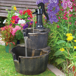 Gardenkraft 2 Tier Barrel Water Feature with 2.55m Cable - Size: 41 x 41 x 67cm - Wilko - thumbnail 4