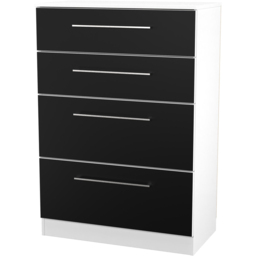 Crowndale Worcester 4 Drawer Matt Black and White Deep Chest of Drawers Ready Assembled - Black Matt & White - Wilko - thumbnail 4