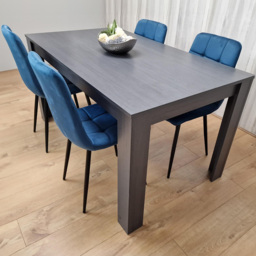 Kosy Koala 4 Seater Velvet Arrow Design Dining Set Dark Grey and Blue - Portland - Wilko - thumbnail 3