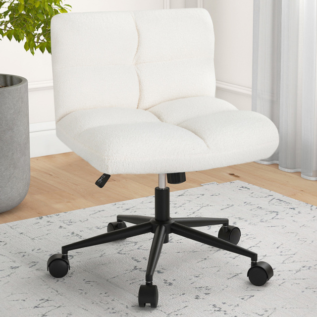 Costway Beige Cross Legged Swivel Office Chair - Size: 66 x 57 x 36cm - Cream - Wilko - image 1
