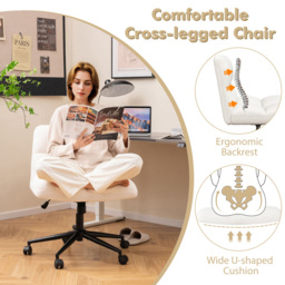 Costway Beige Cross Legged Swivel Office Chair - Size: 66 x 57 x 36cm - Cream - Wilko - thumbnail 5