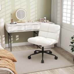 Costway Beige Cross Legged Swivel Office Chair - Size: 66 x 57 x 36cm - Cream - Wilko - thumbnail 4