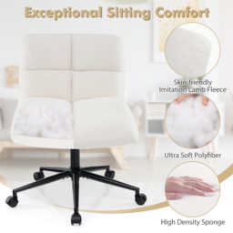Costway Beige Cross Legged Swivel Office Chair - Size: 66 x 57 x 36cm - Cream - Wilko - thumbnail 6