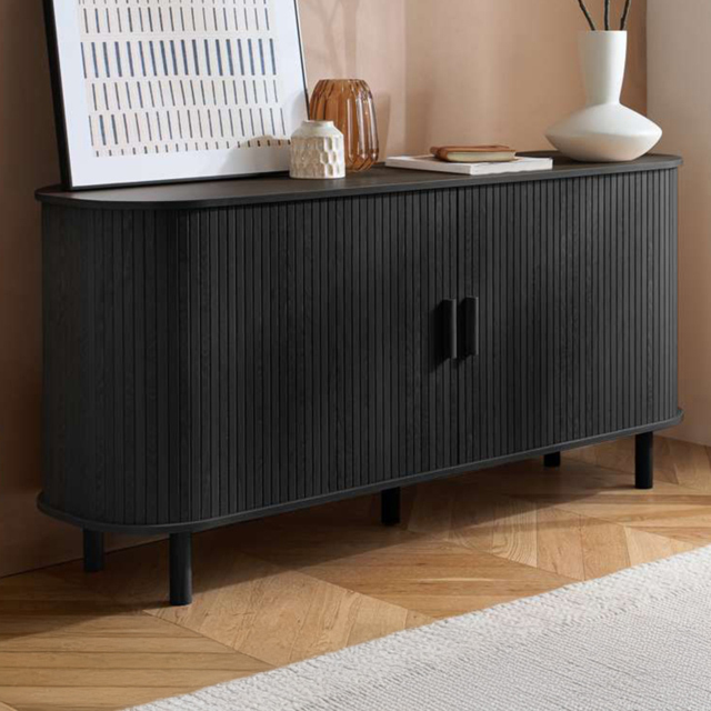 Birlea Axel 2 Door Fluted Black Sideboard - Size: 76 x 160 x 45cm - SleepSoul - Wilko - image 1