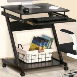 Portland Movable Computer Office Desk Black - Size: 60 x 48 x 73cm - Wilko