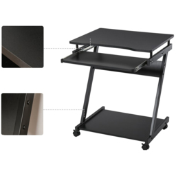 Portland Movable Computer Office Desk Black - Size: 60 x 48 x 73cm - Wilko - thumbnail 4