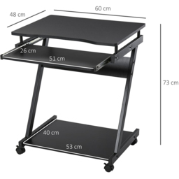 Portland Movable Computer Office Desk Black - Size: 60 x 48 x 73cm - Wilko - thumbnail 7