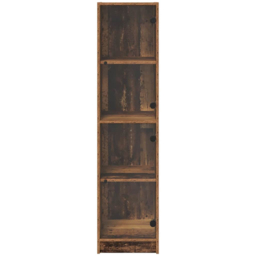 vidaXL 2 Glass Door 4 Shelf Old Wood Slim Highboard - Size: 142 x 35 x 37cm - Brown - Wilko - thumbnail 7