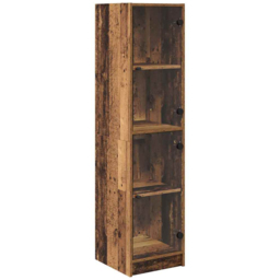 vidaXL 2 Glass Door 4 Shelf Old Wood Slim Highboard - Size: 142 x 35 x 37cm - Brown - Wilko - thumbnail 3