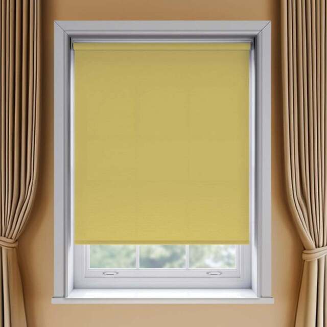 New Edge Blinds Thermal Blackout Roller Blind Ochre 100cm - Size: W 100cm x D 170cm - Yellow - Wilko - image 1
