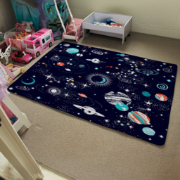Benjamin Tate Design Faux Wool Small Space Galaxy Constellation Rug 110 x 60cm - Size: 110 x 60 x 1cm - Blue - Wilko - thumbnail 6