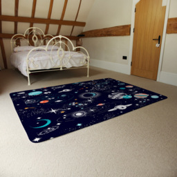 Benjamin Tate Design Faux Wool Small Space Galaxy Constellation Rug 110 x 60cm - Size: 110 x 60 x 1cm - Blue - Wilko - thumbnail 5