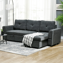 Portland 3 Seater Dark Grey Convertible Sofa Bed - Wilko