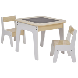 Liberty House Toys 3-in-1 White and Wood Kids Storage Table and Chair Set - Size: 60 x 60 x 50cm - Wilko - thumbnail 3