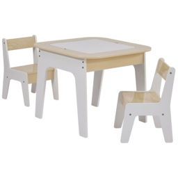 Liberty House Toys 3-in-1 White and Wood Kids Storage Table and Chair Set - Size: 60 x 60 x 50cm - Wilko - thumbnail 4