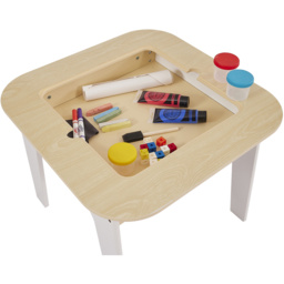 Liberty House Toys 3-in-1 White and Wood Kids Storage Table and Chair Set - Size: 60 x 60 x 50cm - Wilko - thumbnail 6