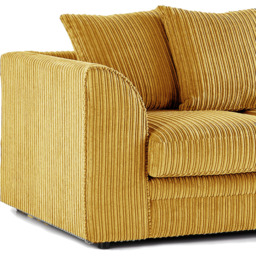 Luxor 3 Seater Mustard Jumbo Cord Scatter Back Sofa - Yellow - Wilko - thumbnail 4