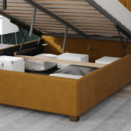 Aspire Hepburn Small Double Ochre Plush Velvet Ottoman Bed - Orange - Aspire Beds - Wilko - thumbnail 4