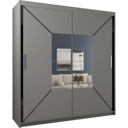 Sliding Wardrobes 4U Nicole 2 Door Grey Mirrored Wardrobe 120cm - Wilko - thumbnail 3