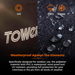 Tower Wood Burner Chiminea Weatherproof Protective Cover - Size: 117.5 x 54 x 20cm - Black - Wilko - thumbnail 4