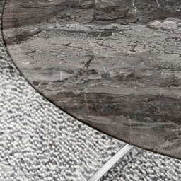 Furniturebox Arona Round Marble Effect Glass Coffee Table with Silver Legs - Size: 90 x 90 x 45cm - Grey - Wilko - thumbnail 3