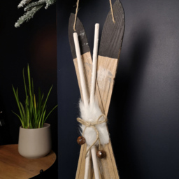 Samuel Alexander White Fur and Silver Bells Wooden Skis Christmas Decoration 55cm - Size: 55 x 30 x 19cm - Wilko - thumbnail 5