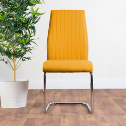Furniturebox Molini Fortana 6 Seater Dining Set Grey Gloss Mustard and Chrome - Yellow - Wilko - thumbnail 4
